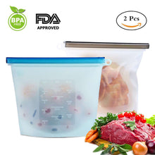 Load image into Gallery viewer, Reusable Silicone Food Storage Bag Plastic Bag Alternative-Airtight Seal, Leak-Proof,Heat Resistant and Keeps Food Fresh BPA Free