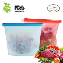 Load image into Gallery viewer, Reusable Silicone Food Storage Bag Plastic Bag Alternative-Airtight Seal, Leak-Proof,Heat Resistant and Keeps Food Fresh BPA Free