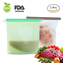 Load image into Gallery viewer, Reusable Silicone Food Storage Bag Plastic Bag Alternative-Airtight Seal, Leak-Proof,Heat Resistant and Keeps Food Fresh BPA Free