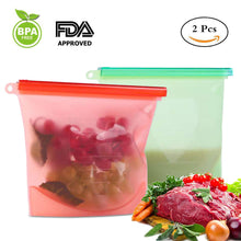 Load image into Gallery viewer, Reusable Silicone Food Storage Bag Plastic Bag Alternative-Airtight Seal, Leak-Proof,Heat Resistant and Keeps Food Fresh BPA Free