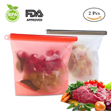 Load image into Gallery viewer, Reusable Silicone Food Storage Bag Plastic Bag Alternative-Airtight Seal, Leak-Proof,Heat Resistant and Keeps Food Fresh BPA Free